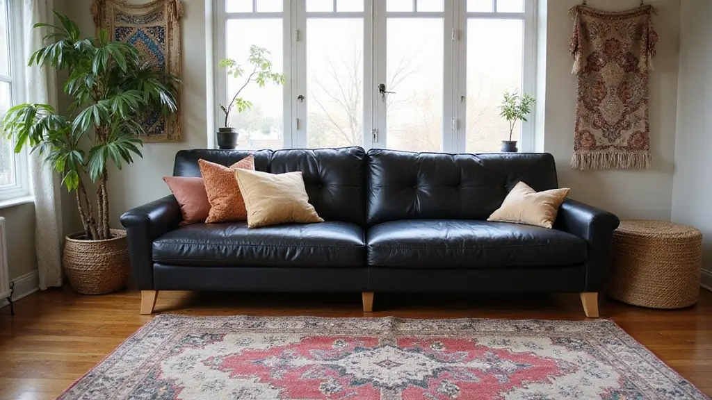 27 Chic Rugs That Match a Black Leather Couch