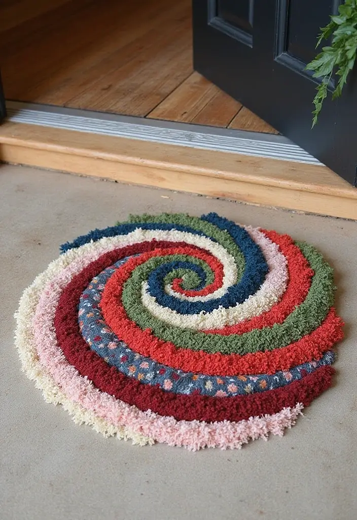 27 DIY Door Mat & Rug Ideas You Can Make Today - 10. Twisted Fabric Doormat