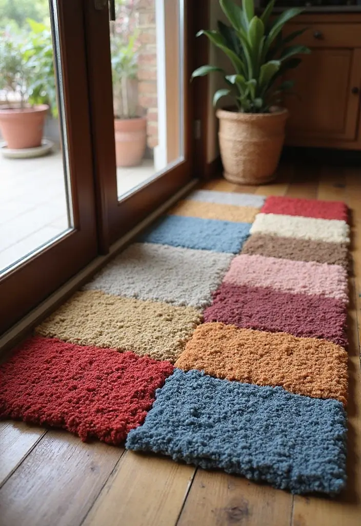 27 DIY Door Mat & Rug Ideas You Can Make Today - 13. Recycled Carpet Squares