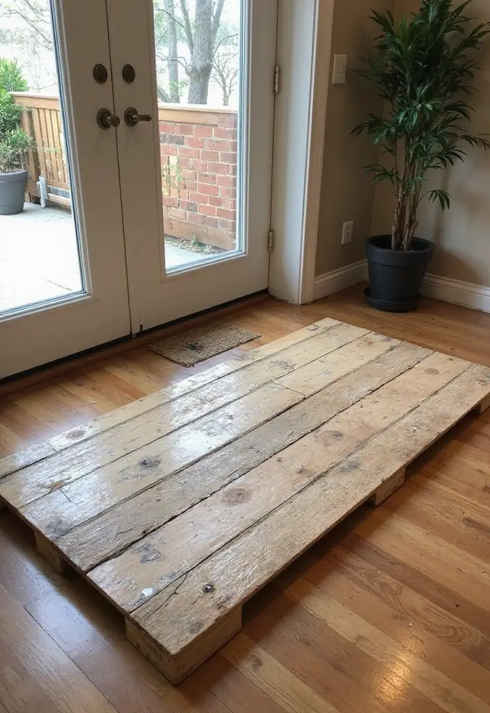 27 DIY Door Mat & Rug Ideas You Can Make Today - 14. Recycled Pallet Rug