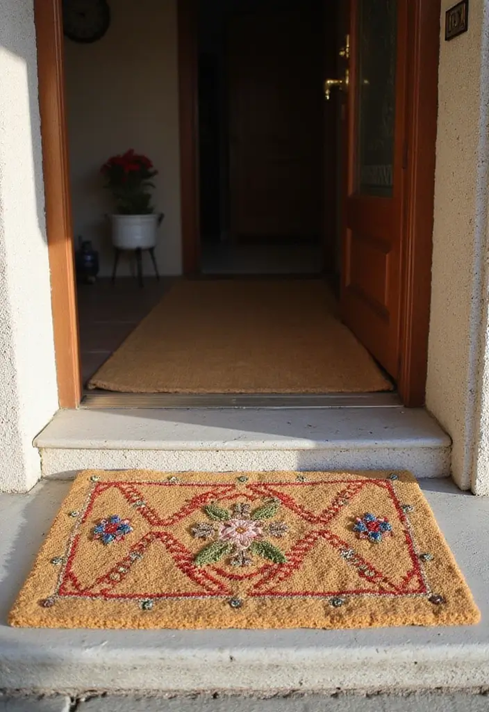 27 DIY Door Mat & Rug Ideas You Can Make Today - 17. Sashiko Stitch Doormat