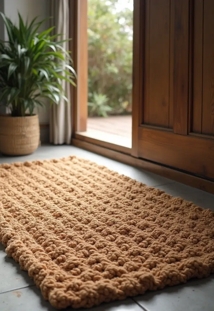 27 DIY Door Mat & Rug Ideas You Can Make Today - 21. Knitted Door Mat