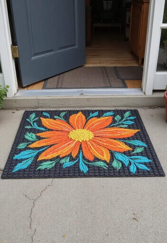 27 DIY Door Mat & Rug Ideas You Can Make Today - 22. Repurposed Rubber Mat
