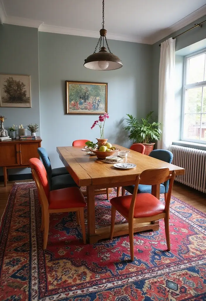 27 Dining Room Rugs That Instantly Elevate Your Space - 6. Vibrant Kilim Kilim
