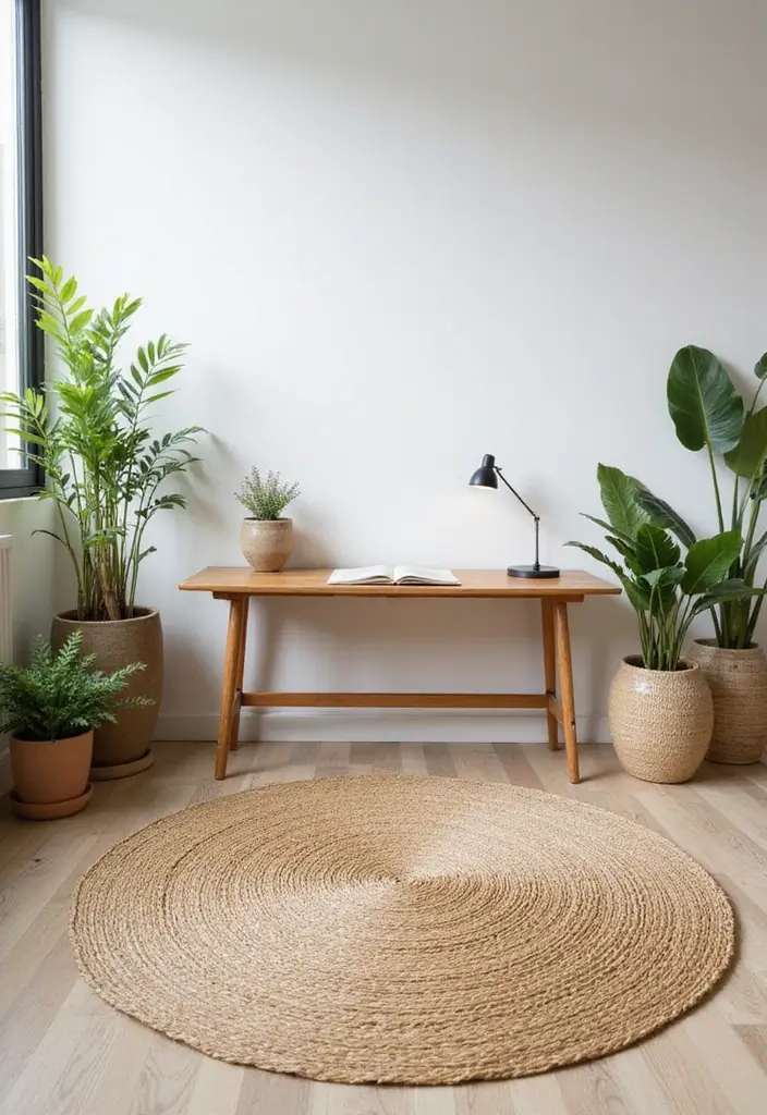 27 Office Rug Ideas for a More Productive Space - 1. Jute Rugs: Natural Charm