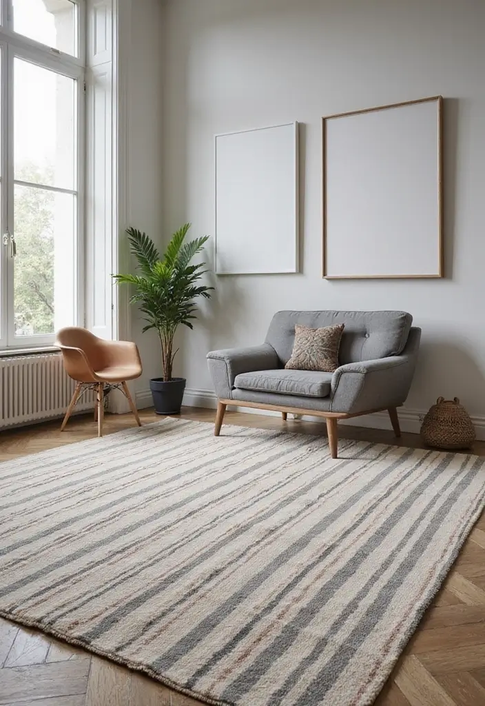 27 Office Rug Ideas for a More Productive Space - 17. Simple Striped Rugs: Classic Yet Modern