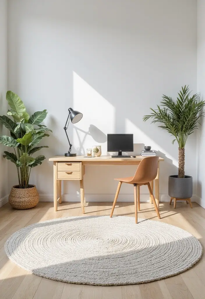 27 Office Rug Ideas for a More Productive Space - 18. Scandi Rugs: Minimalist Beauty