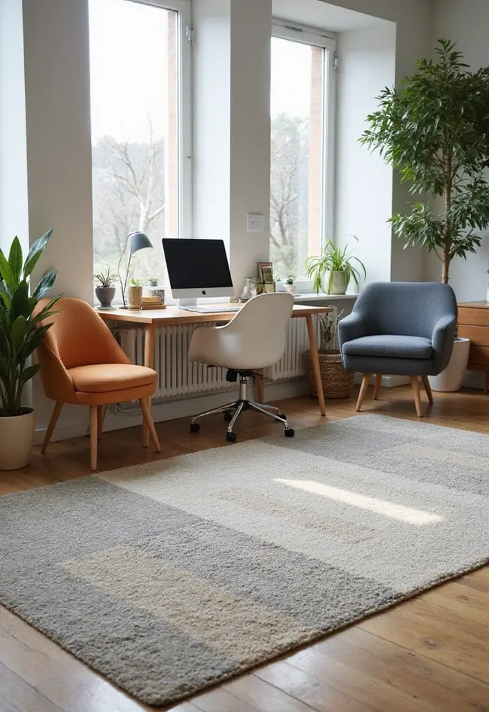 27 Office Rug Ideas for a More Productive Space - 27. Multi-Functional Rugs: Style Meets Function
