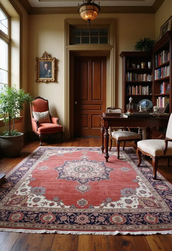27 Office Rug Ideas for a More Productive Space - 7. Persian Rugs: Timeless Elegance