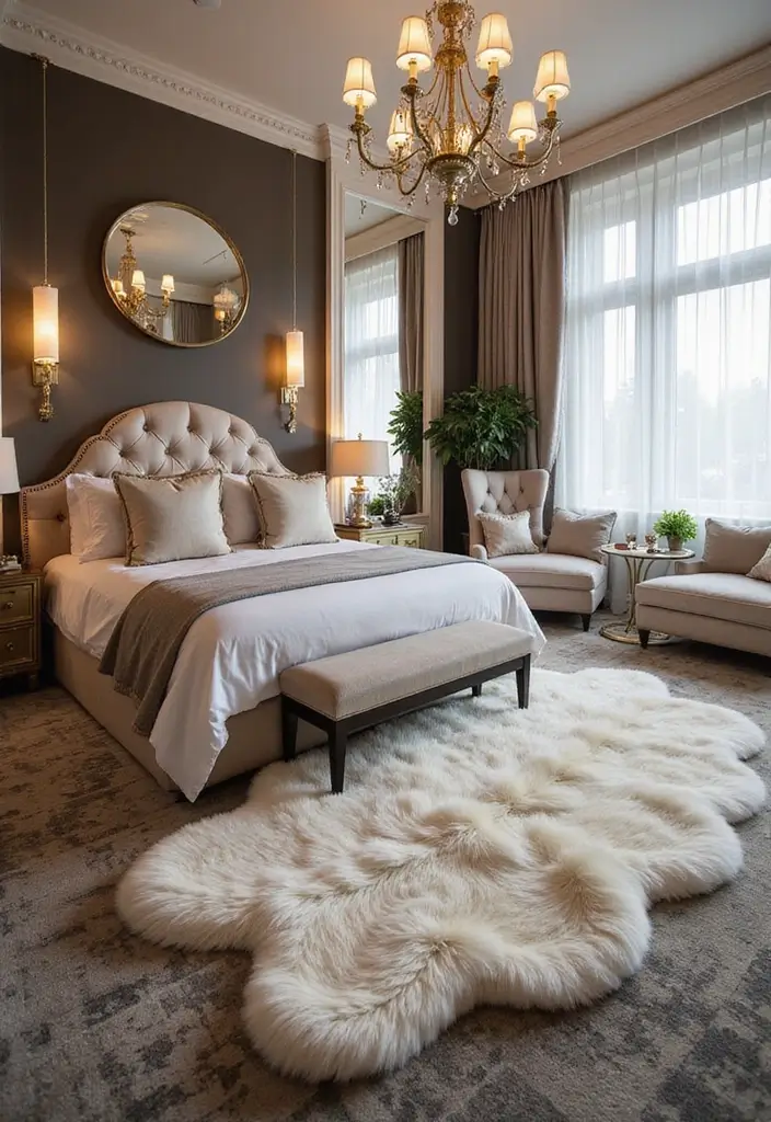 27 Rug Ideas to Transform Any Bedroom Instantly - 18. Faux Fur Rugs: Luxury Meets Comfort