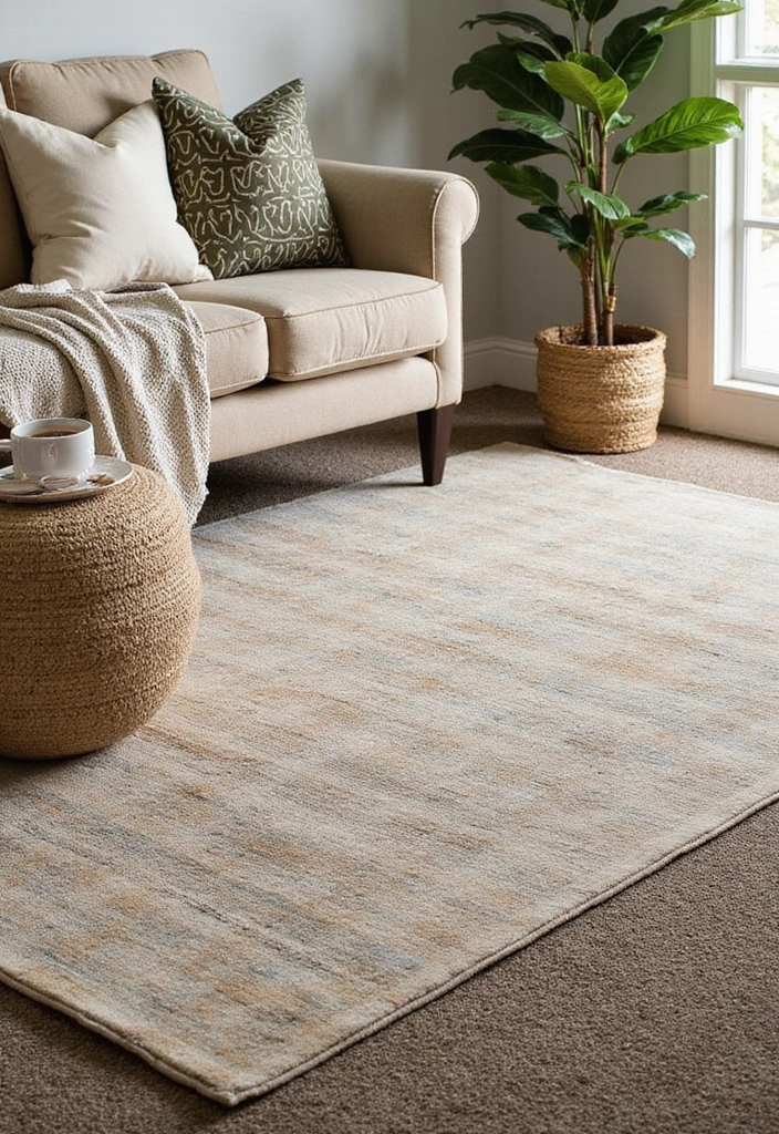 27 Rug-on-Carpet Ideas That Actually Look Good 19 27 Rug-on-Carpet Ideas That Actually Look Good - 19. Outdoor-Inspired Decor