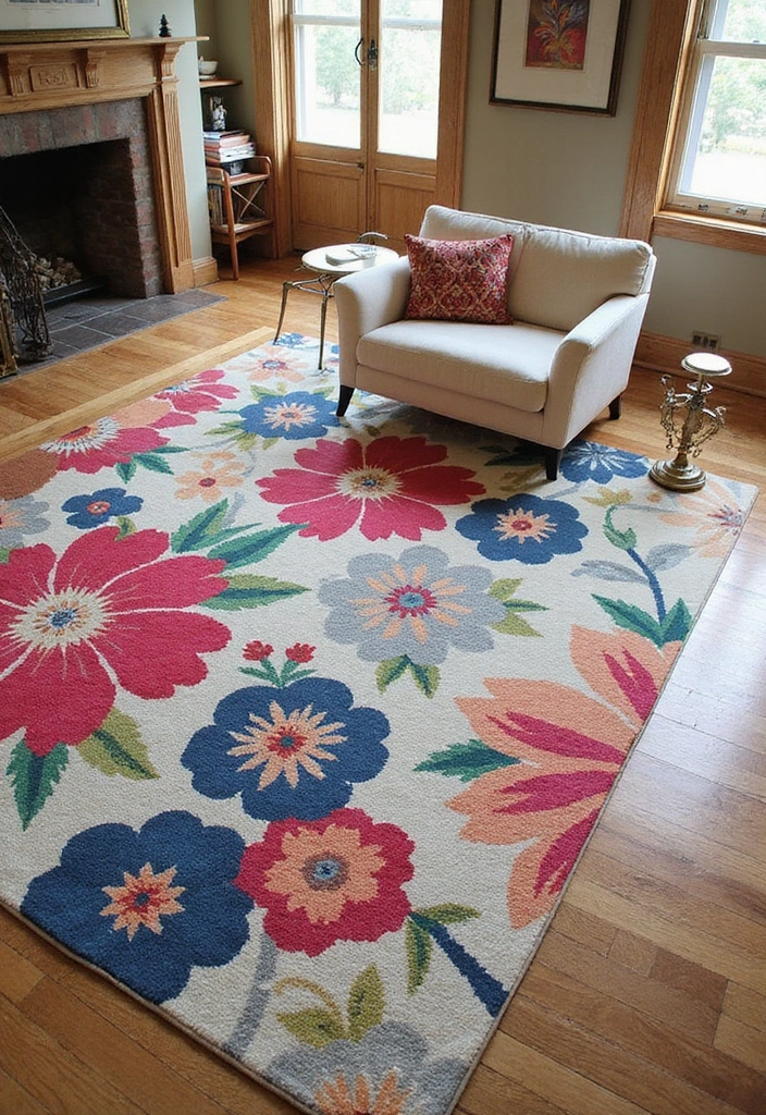 28 Creative Ideas for Using Two Rugs in One Room - 19. Go Bold with Large Prints