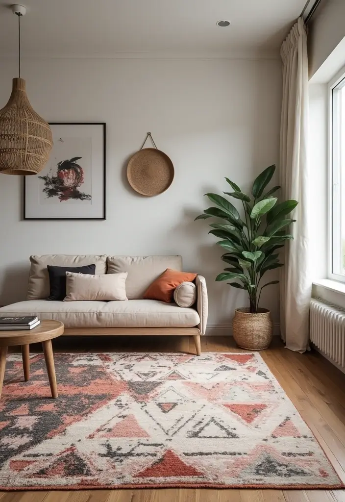 28 Creative Ideas for Using Two Rugs in One Room - 20. Play with Geometric Patterns