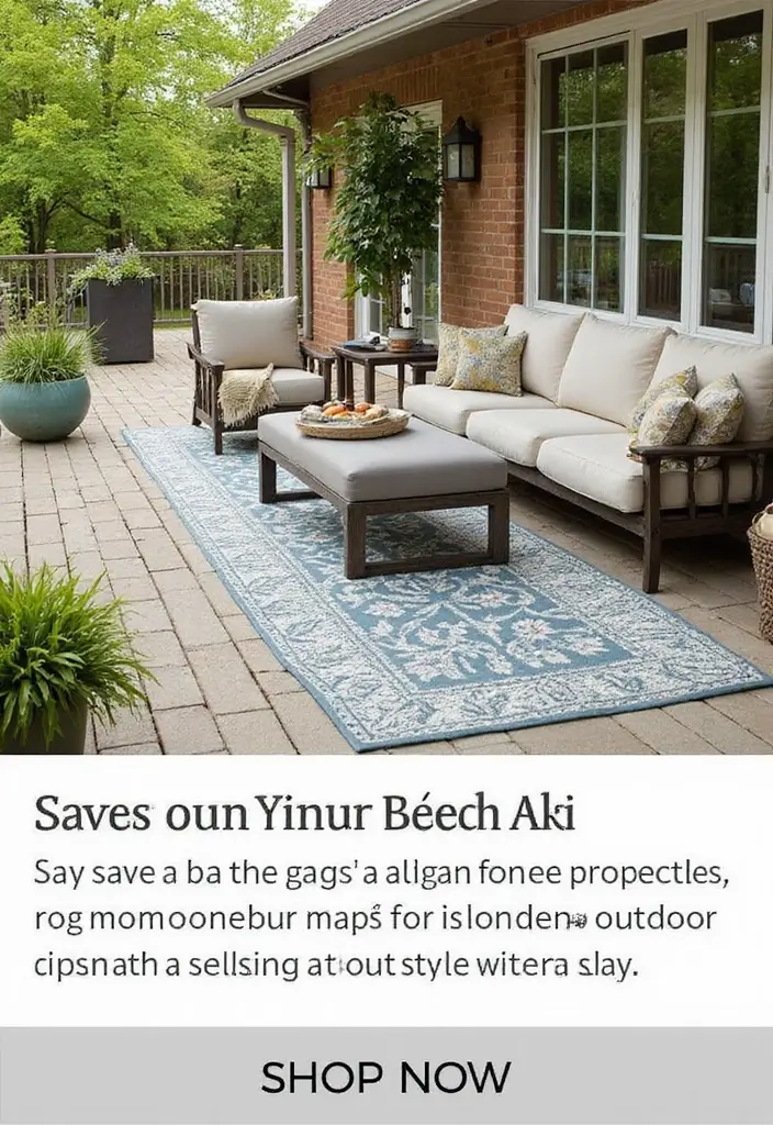 28 Creative Ideas for Using Two Rugs in One Room - 25. Introduce Natural Elements with Outdoor Rugs