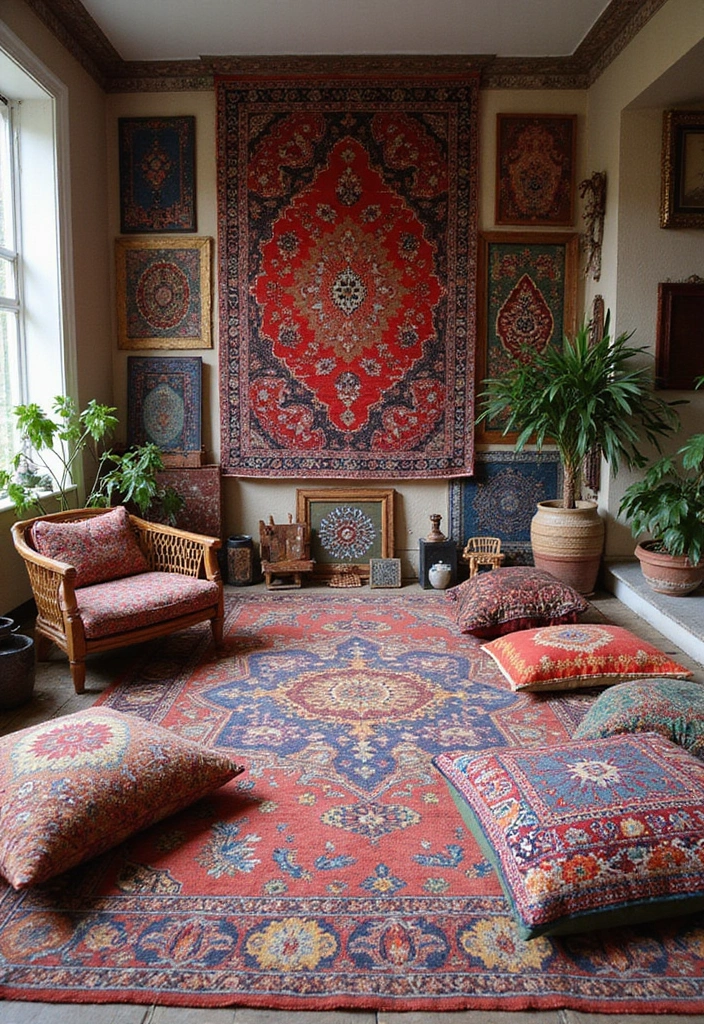 28 Creative Ideas for Using Two Rugs in One Room - 27. Bring in Eclectic Elements