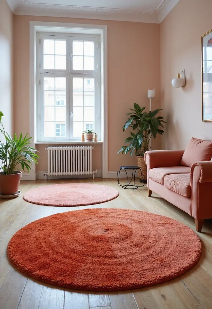 28 Creative Ideas for Using Two Rugs in One Room - 5. Color Blocking with Rugs