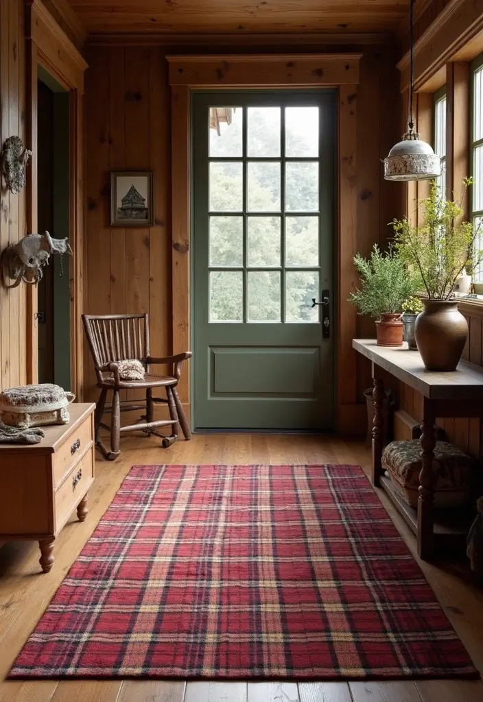 28 Hallway Rug Ideas That Make Walking Stylish - 14. Timeless Plaids
