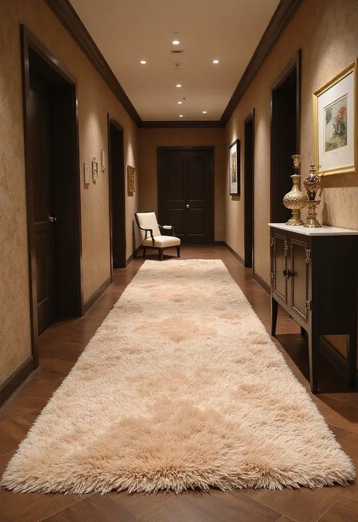 28 Hallway Rug Ideas That Make Walking Stylish - 9. Luxurious Shag Rugs