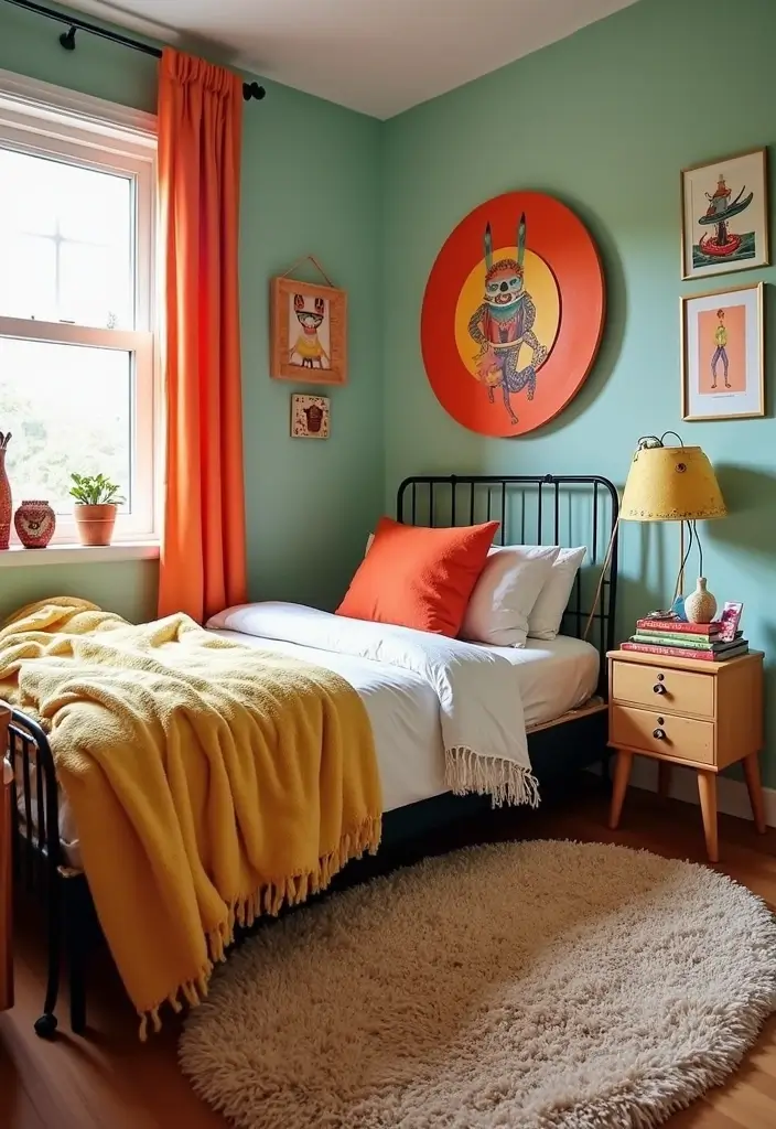 28 Modern Bedroom Rug Ideas for a Stylish Look - 11. Playful Shag Rugs for Retro Charm