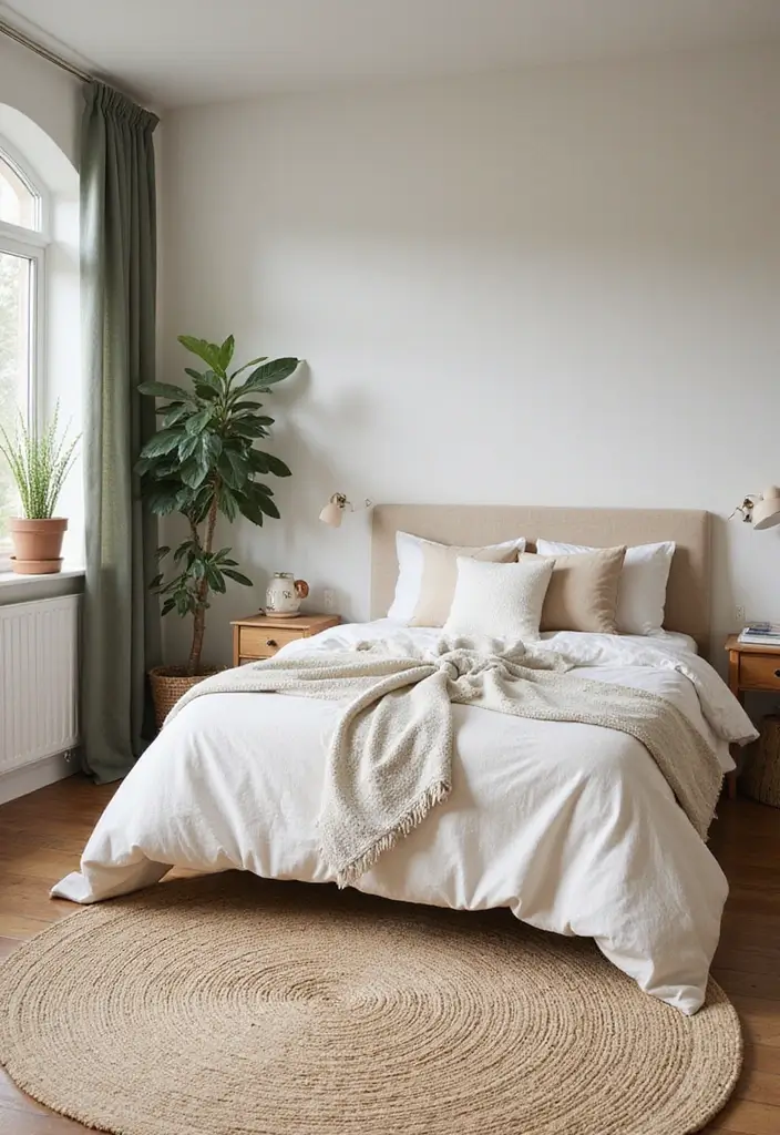 28 Modern Bedroom Rug Ideas for a Stylish Look - 12. Nature-Inspired Rugs for a Fresh Touch