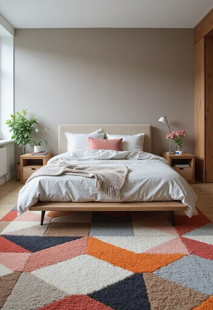 28 Modern Bedroom Rug Ideas for a Stylish Look - 2. Chic Geometric Patterns for Modern Aesthetics
