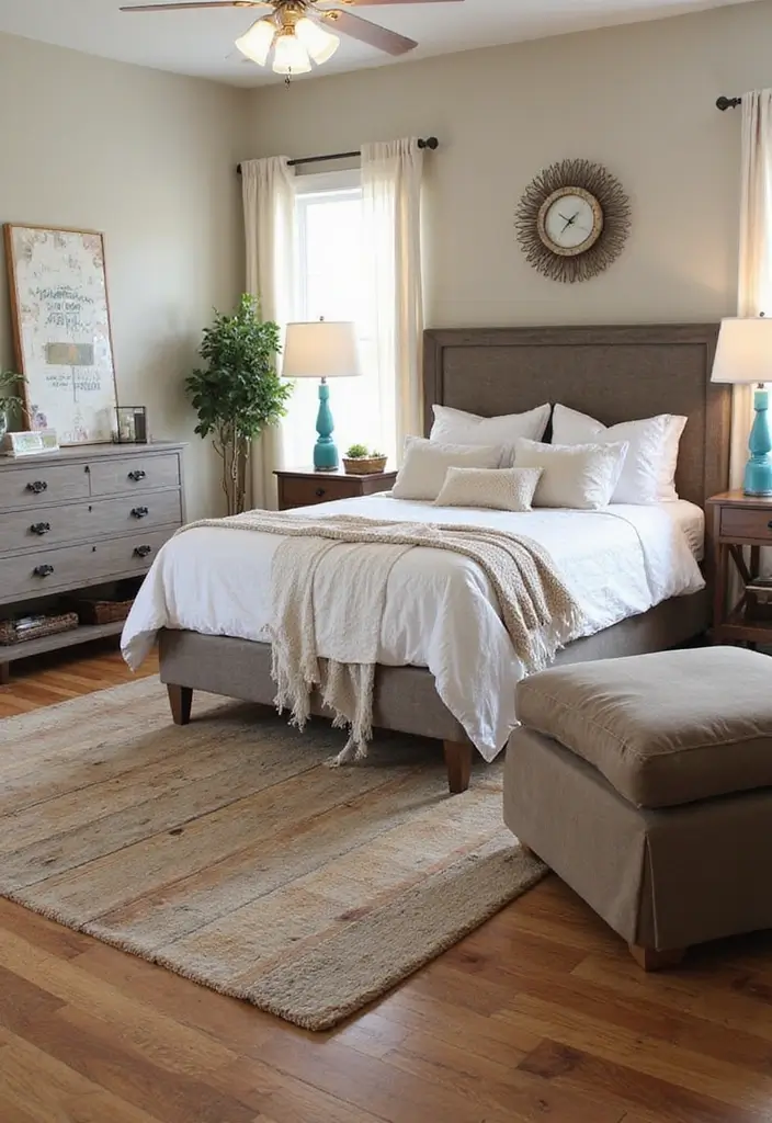 28 Modern Bedroom Rug Ideas for a Stylish Look - 26. Reclaimed Wood Rugs for Rustic Appeal
