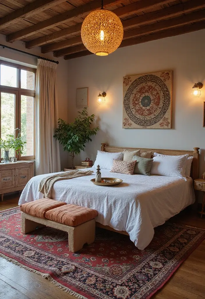 28 Modern Bedroom Rug Ideas for a Stylish Look - 28. Global Inspired Rugs for a Worldly Touch