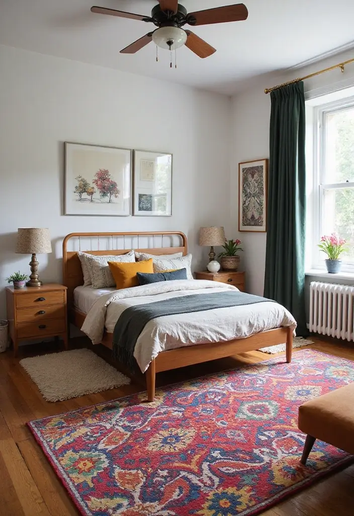 28 Modern Bedroom Rug Ideas for a Stylish Look - 4. Vibrant Kilim Rugs for a Pop of Color