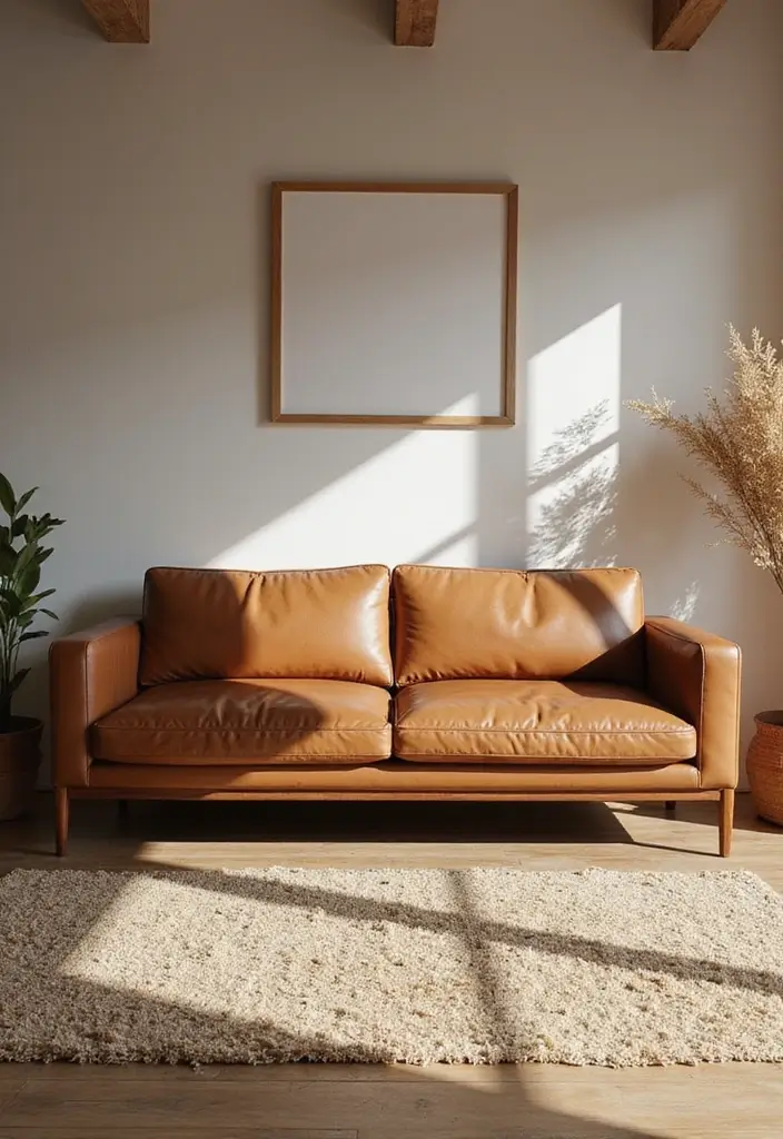 28 Stunning Rugs That Go With a Brown Leather Couch - 25. Sable and Natural Tones