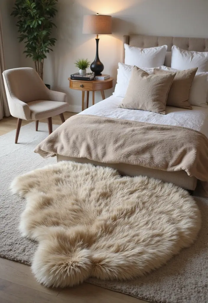 28 Stylish Carpets Perfect for Bedrooms 15 28 Stylish Carpets Perfect for Bedrooms - 15. Luxury Faux Fur Rugs