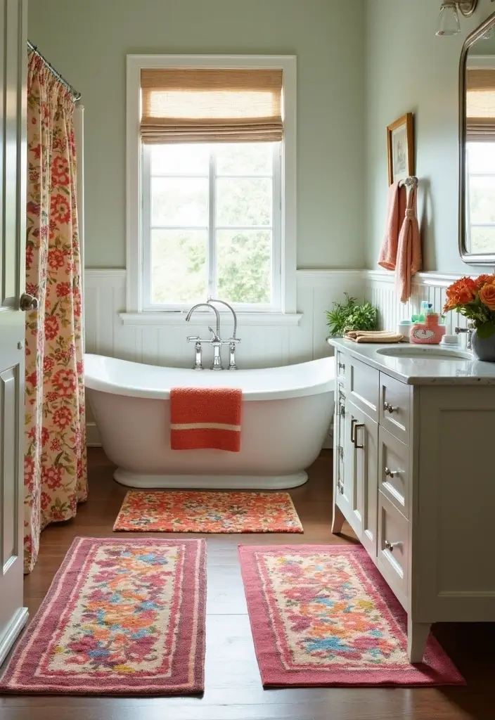 29 Bath Rug Ideas That Feel Like a Spa - 20. Seasonal Bath Rugs