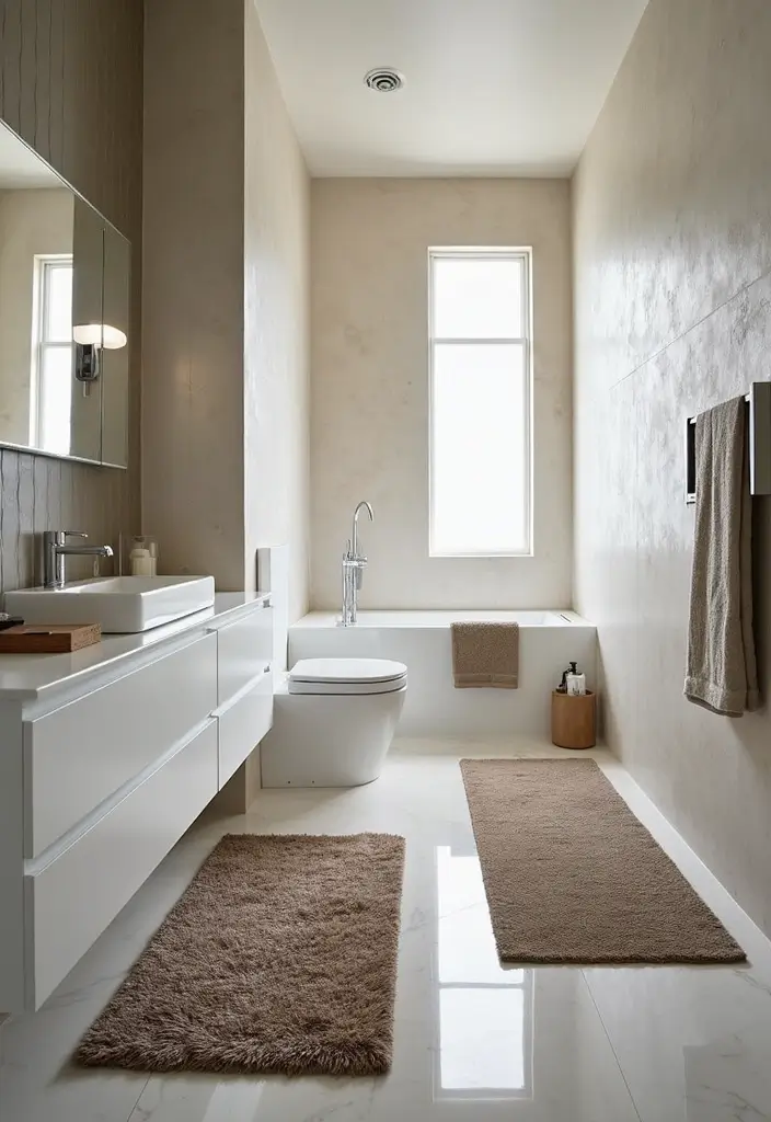 29 Bath Rug Ideas That Feel Like a Spa - 27. Stylish Runner Rugs