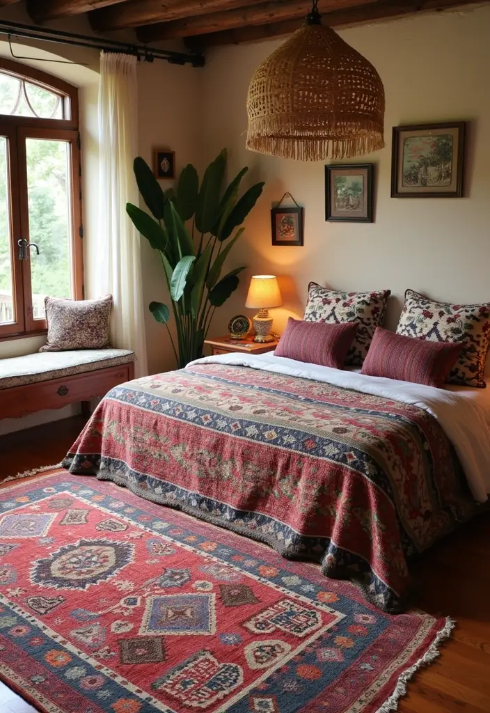 29 Cozy Bedroom Rugs for a Warm Inviting Look - 6. Vintage Kilim Rugs