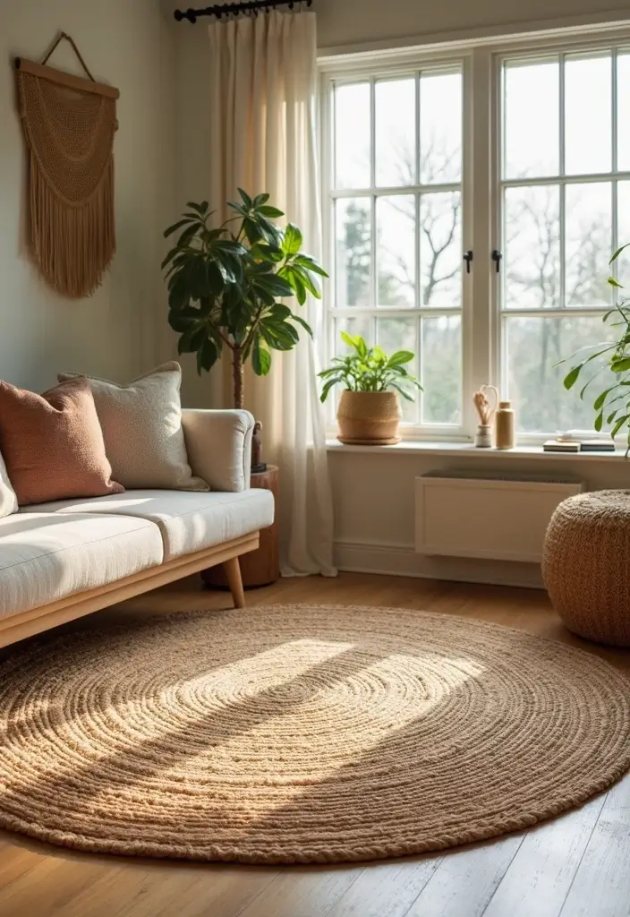 29 Cozy Living Room Rug Ideas for Lazy Weekends - 1. Jute Wonders