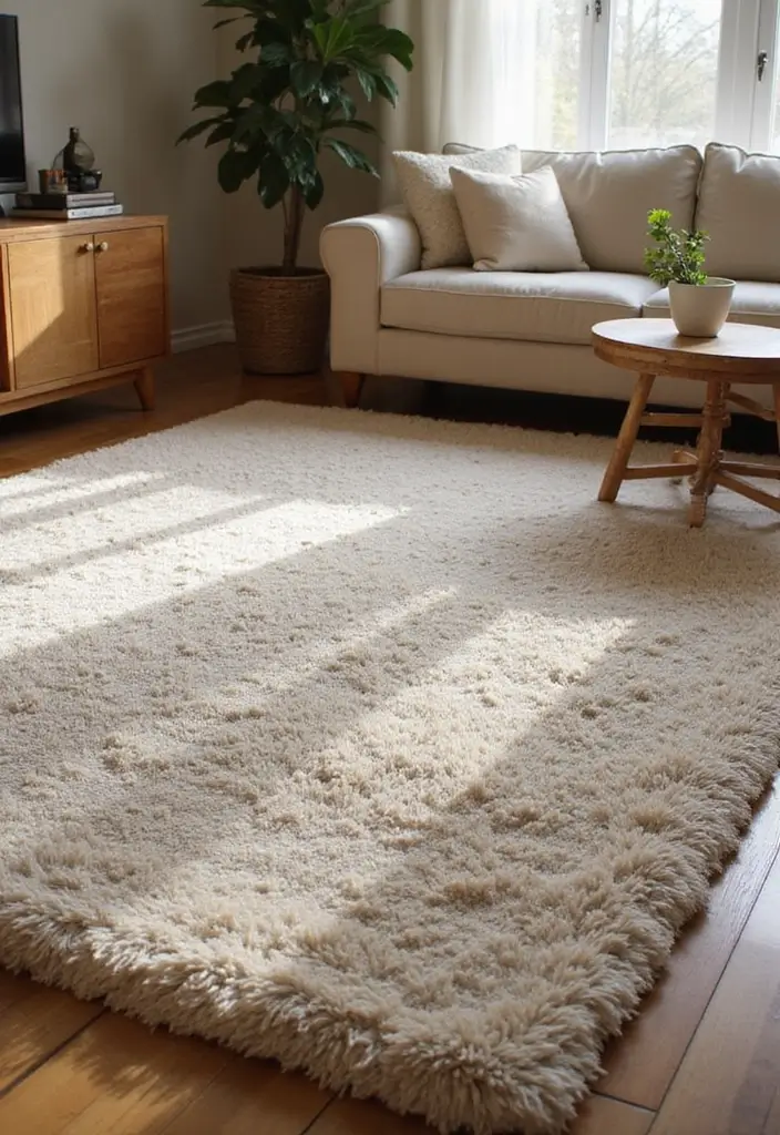 29 Cozy Living Room Rug Ideas for Lazy Weekends - 11. Soft Area Rugs