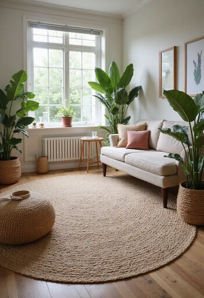 29 Cozy Living Room Rug Ideas for Lazy Weekends - 27. Outdoor-Indoor Versatility