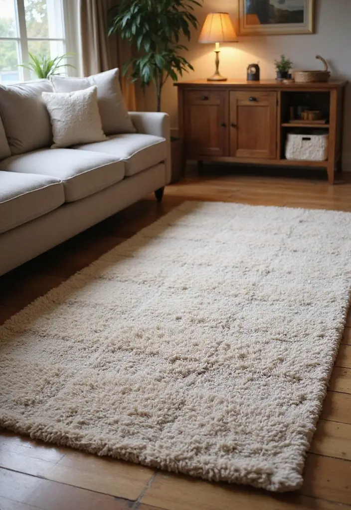 29 Cozy Living Room Rug Ideas for Lazy Weekends - 5. Earthy Wool Rugs