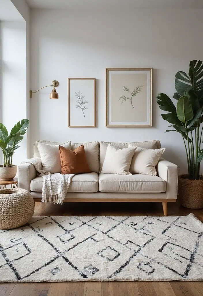 29 Cozy Rug Ideas That Match a Beige Couch Perfectly 18 29 Cozy Rug Ideas That Match a Beige Couch Perfectly - 18. Classic Black and White Rug