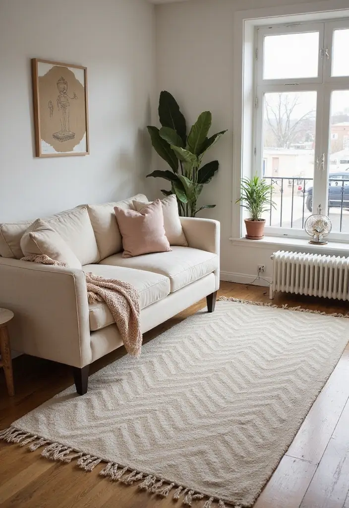 29 Cozy Rug Ideas That Match a Beige Couch Perfectly 21 29 Cozy Rug Ideas That Match a Beige Couch Perfectly - 21. Timeless Herringbone Rug