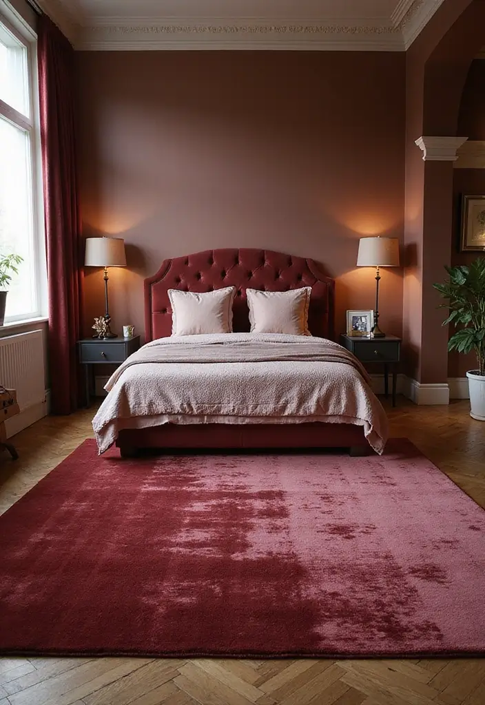 29 Cozy Rugs for Bedrooms You’ll Love Waking Up To - 20. Elegant Velvet Touch