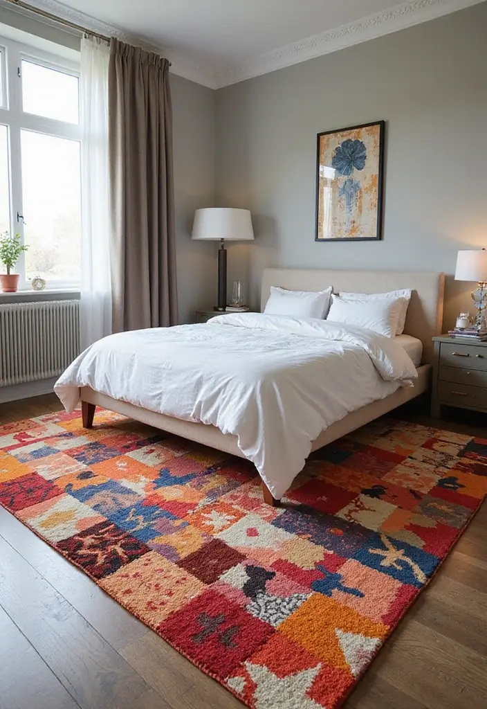 29 Cozy Rugs for Bedrooms You’ll Love Waking Up To - 25. Artistic Abstract Designs