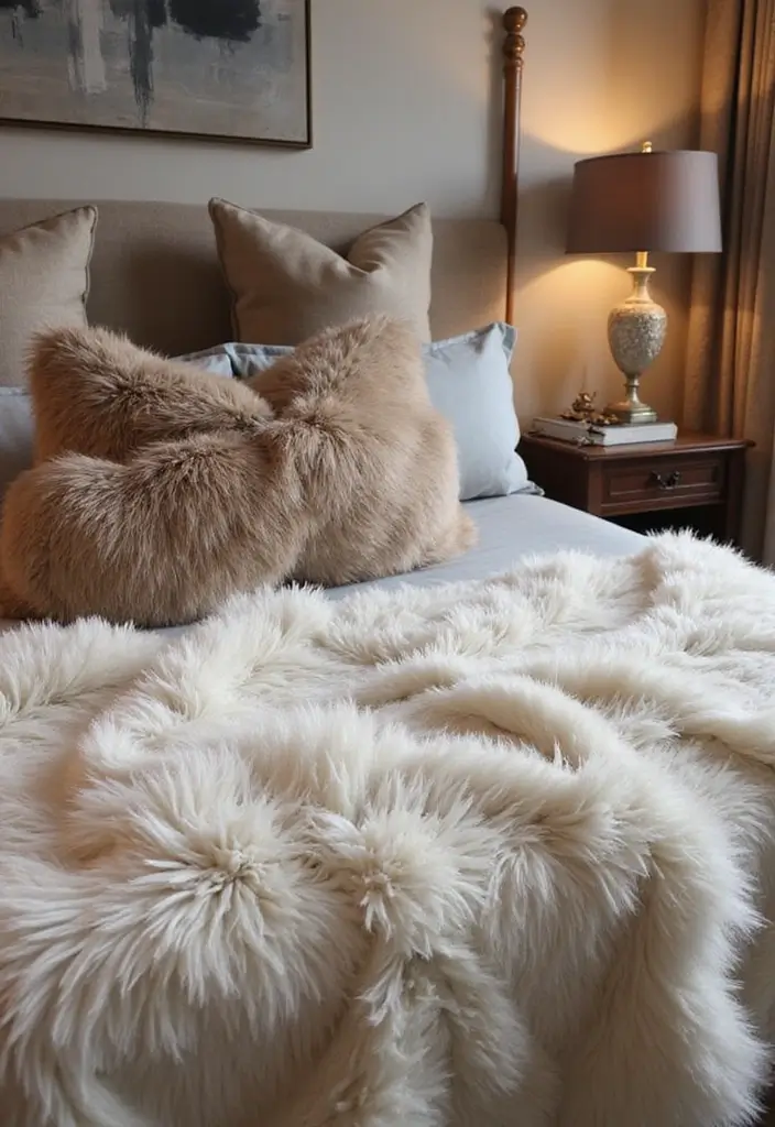 29 Cozy Rugs for Bedrooms You’ll Love Waking Up To - 8. Soft Faux Fur Accents