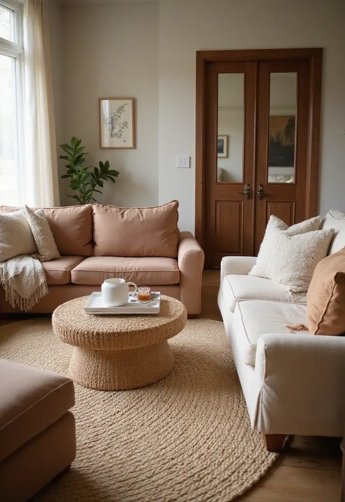 29 Jute Rug Ideas for a Modern Living Room - 10. Warm and Cozy