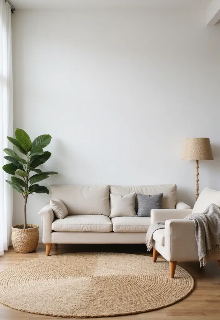 29 Jute Rug Ideas for a Modern Living Room - 14. Warmth with Minimalism