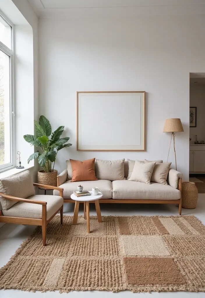 29 Jute Rug Ideas for a Modern Living Room - 17. Artistic Rugs