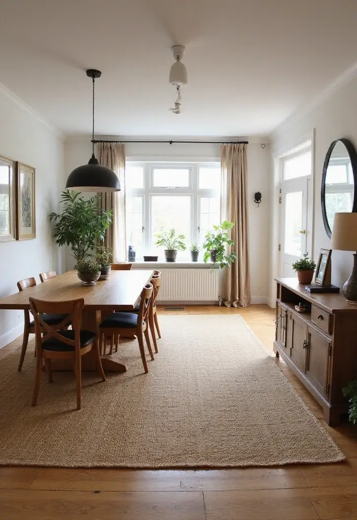 29 Jute Rug Ideas for a Modern Living Room - 25. Elegant Dining Connection