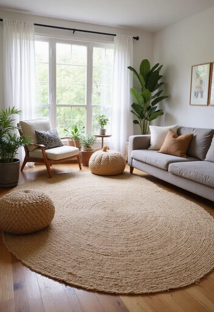 29 Jute Rug Ideas for a Modern Living Room - 26. Play with Scale