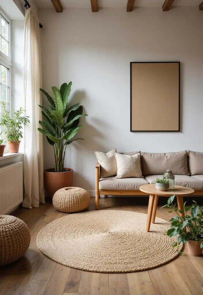 29 Jute Rug Ideas for a Modern Living Room - 27. Earthy Color Palette