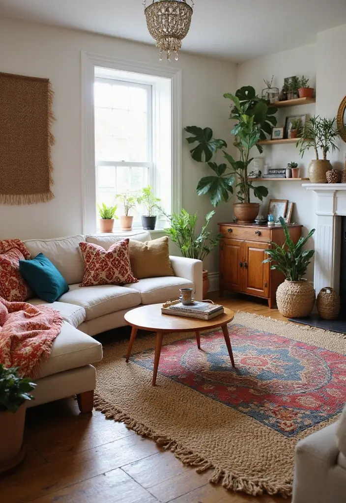 29 Jute Rug Ideas for a Modern Living Room - 6. Bohemian Touch