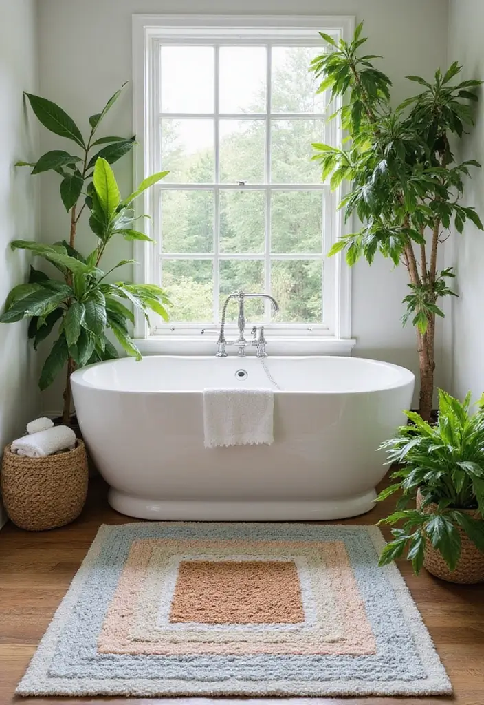 29 Layered Bathroom Rug Ideas That Wow 10 29 Layered Bathroom Rug Ideas That Wow - 10. Outdoor-Inspired Style